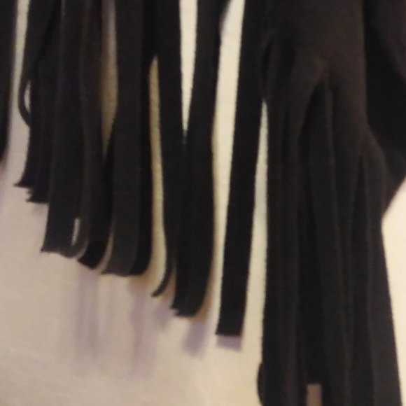 FINAL! BLACK FRINGED OPEN SWING LIGHT FAUX SUEDE MICROFIBER JACKET - Picture 4 of 5